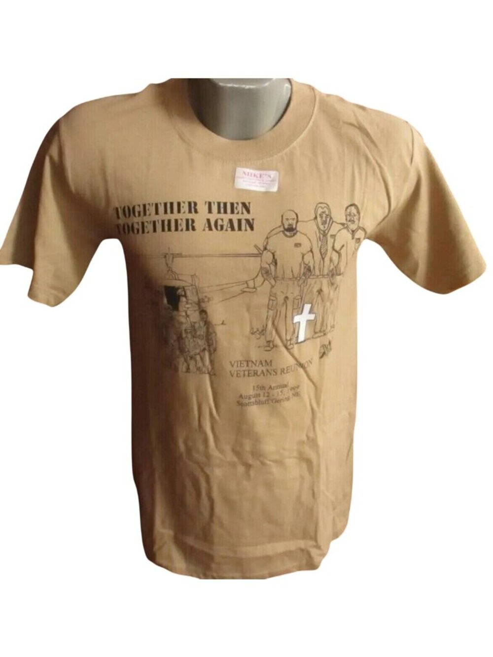 Vietnam Veterans Vintage Men's T-shirt Small Reunion 1999 Tan Gildan 90s NEW